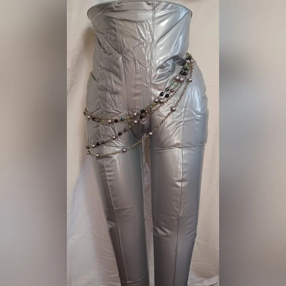 🍒 Vintage Silver Multi Layered Chain & Bead Belly Waist Belt - Picture 4 of 7